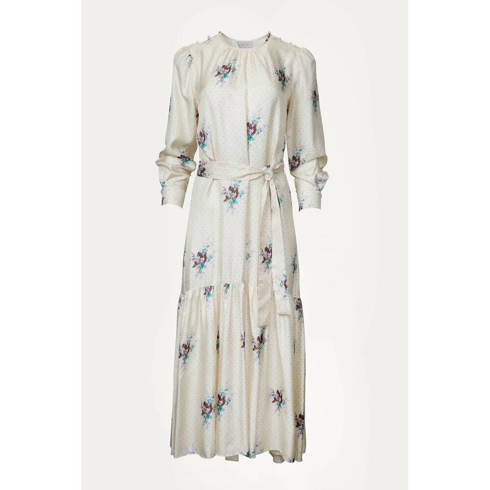 NEW BLACK IRIS the iris floral-print silk maxi dress in ivory